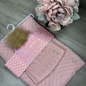 Juicy Couture Pink Knit Hat and Scarf Set